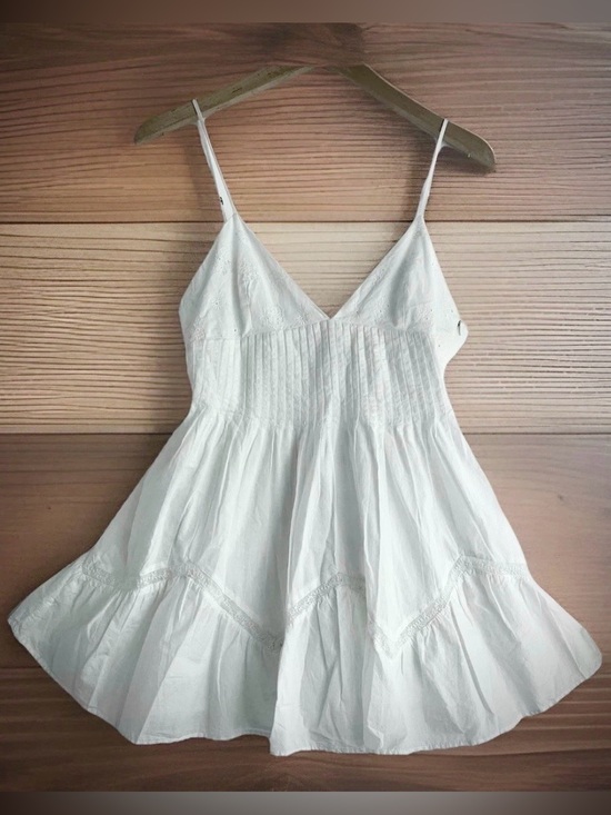 Zara Dresses & Skirts - ZARA White Cotton Babydoll Mini DRESS NWT M Embroidered Pintucked V-neck Cami